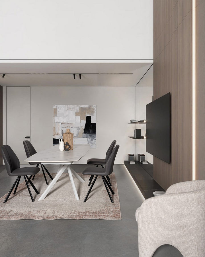 Scaun Dining Tapițat Piele Ecologică Negru, Maxwell Bizzotto - Imagine 9