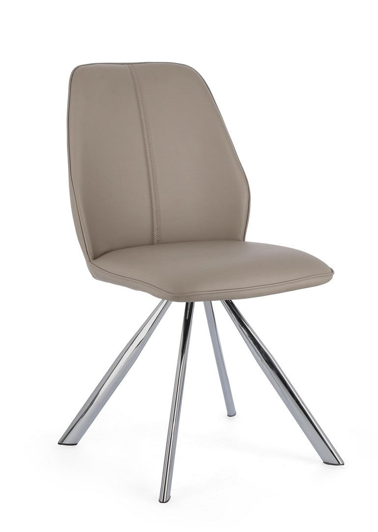 Scaun Dining Tapițat Piele Ecologică Taupe, Maxwell Bizzotto - Imagine 1