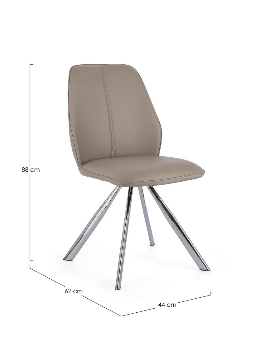 Scaun Dining Tapițat Piele Ecologică Taupe, Maxwell Bizzotto - Imagine 2