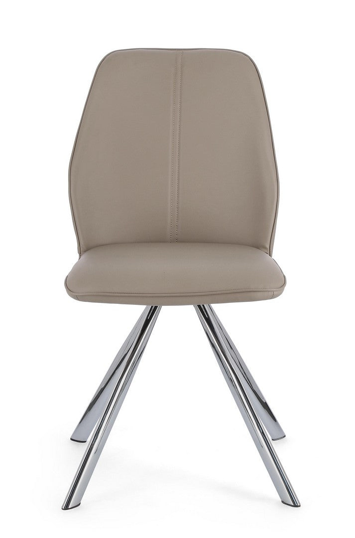 Scaun Dining Tapițat Piele Ecologică Taupe, Maxwell Bizzotto - Imagine 3