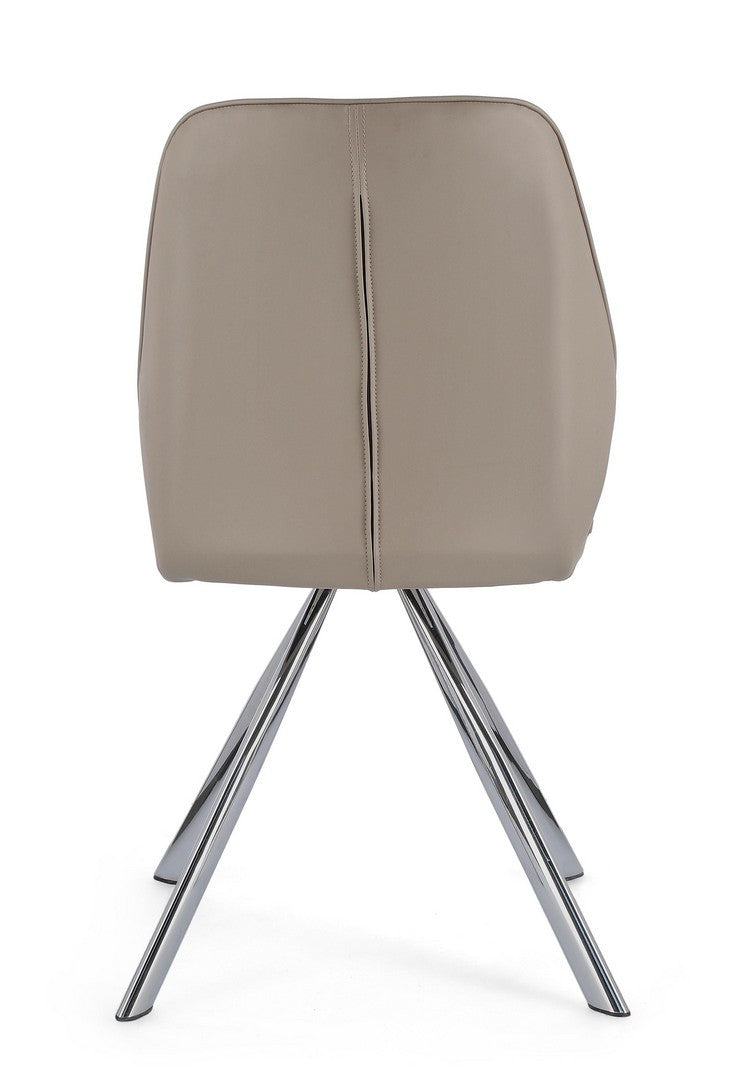 Scaun Dining Tapițat Piele Ecologică Taupe, Maxwell Bizzotto - Imagine 4