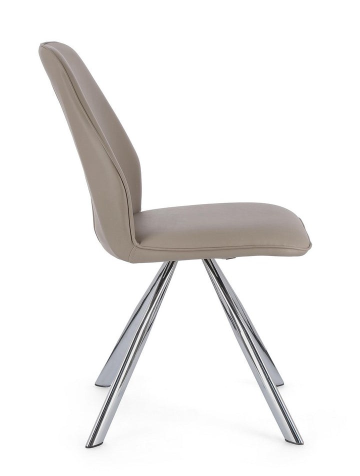 Scaun Dining Tapițat Piele Ecologică Taupe, Maxwell Bizzotto - Imagine 5