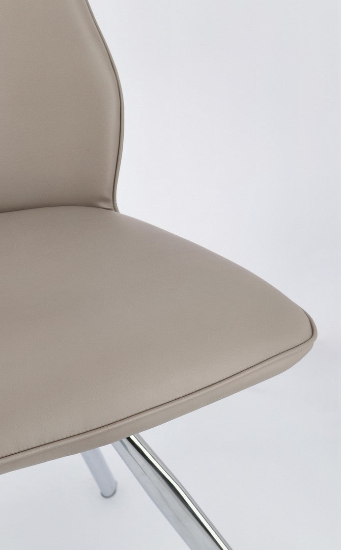 Scaun Dining Tapițat Piele Ecologică Taupe, Maxwell Bizzotto - Imagine 7