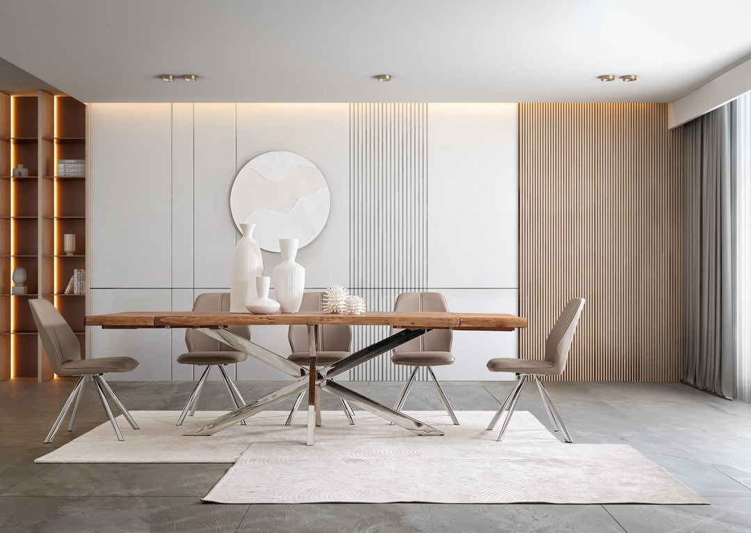 Scaun Dining Tapițat Piele Ecologică Taupe, Maxwell Bizzotto - Imagine 10