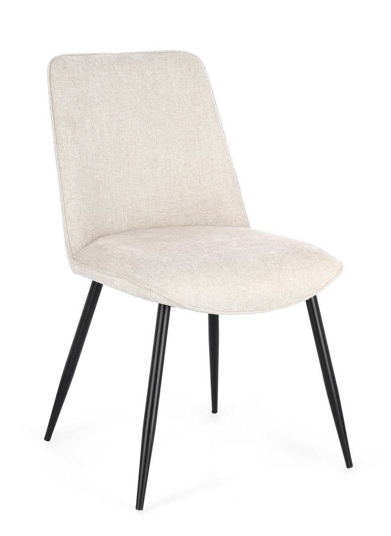 Scaun Dining Tapițat Textil Bej, Cora Black Bizzotto - Imagine 1