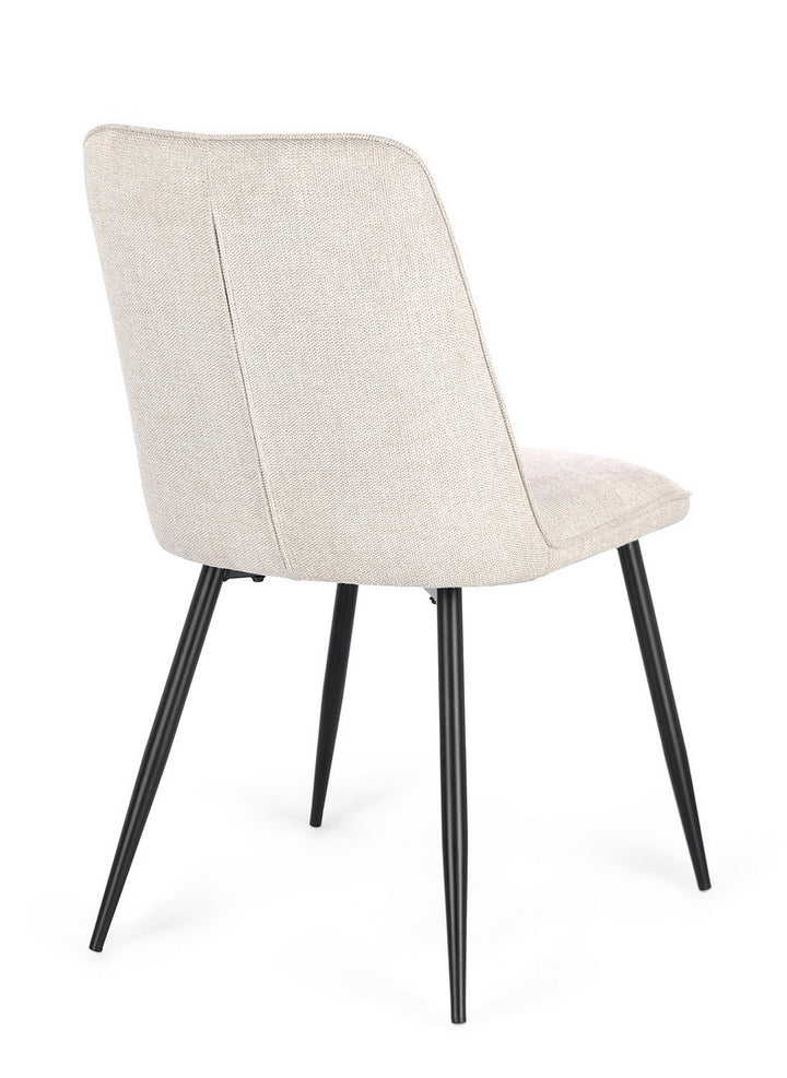 Scaun Dining Tapițat Textil Bej, Cora Black Bizzotto - Imagine 2