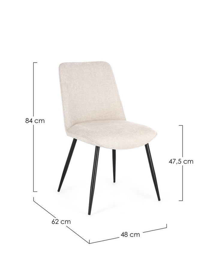Scaun Dining Tapițat Textil Bej, Cora Black Bizzotto - Imagine 3