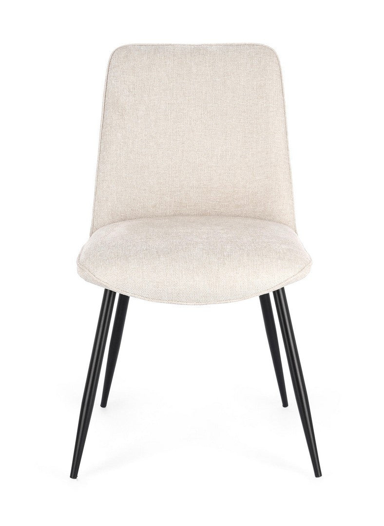 Scaun Dining Tapițat Textil Bej, Cora Black Bizzotto - Imagine 4