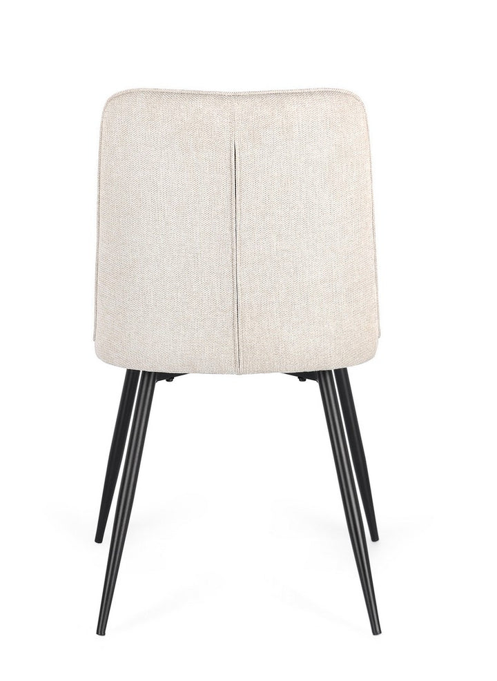Scaun Dining Tapițat Textil Bej, Cora Black Bizzotto - Imagine 5