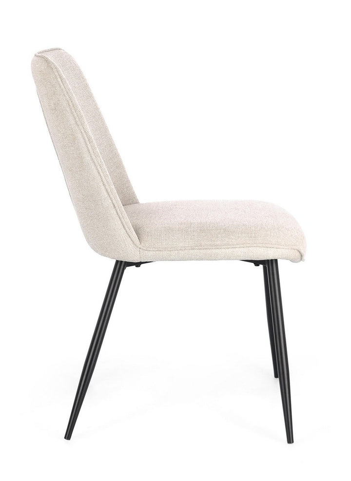 Scaun Dining Tapițat Textil Bej, Cora Black Bizzotto - Imagine 6