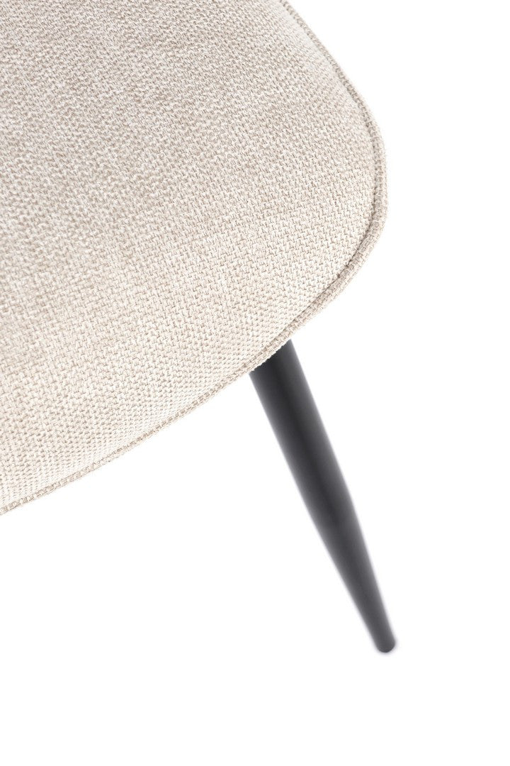 Scaun Dining Tapițat Textil Bej, Cora Black Bizzotto - Imagine 8