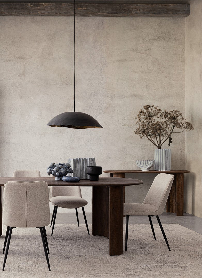 Scaun Dining Tapițat Textil Bej, Cora Black Bizzotto - Imagine 9