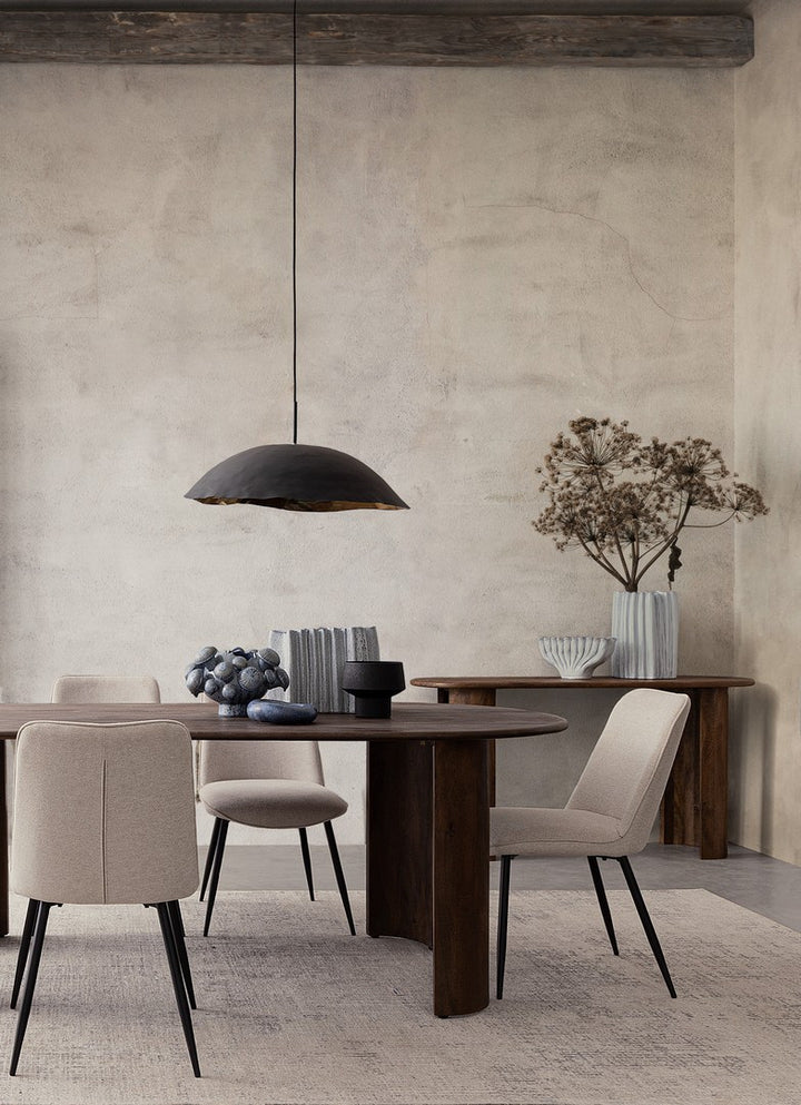 Scaun Dining Tapițat Textil Bej, Cora Black Bizzotto - Imagine 9