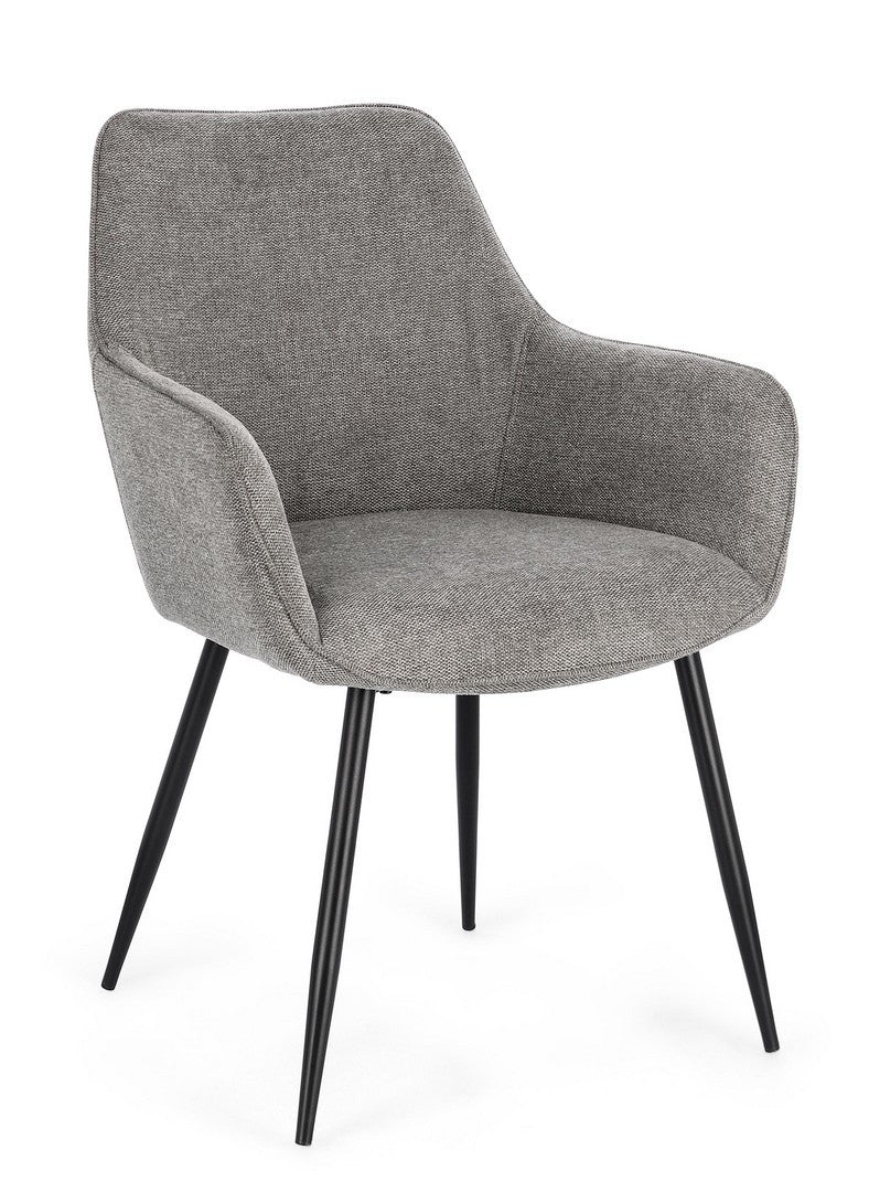 Scaun Dining Tapițat Textil Gri, Cora Black Bizzotto - Imagine 1