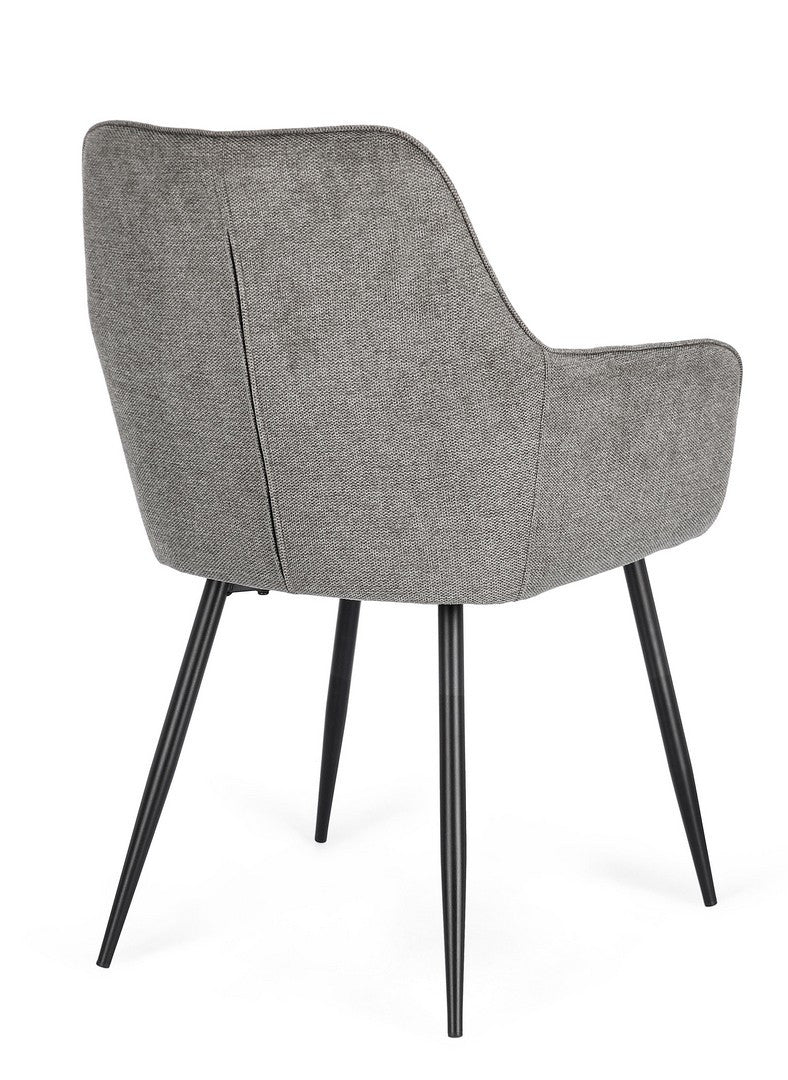 Scaun Dining Tapițat Textil Gri, Cora Black Bizzotto - Imagine 2