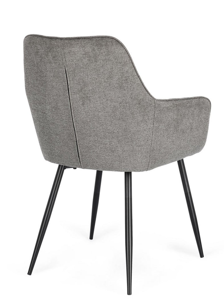 Scaun Dining Tapițat Textil Gri, Cora Black Bizzotto - Imagine 2
