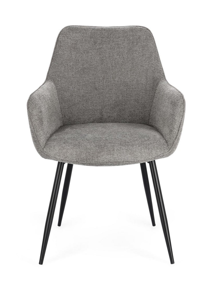 Scaun Dining Tapițat Textil Gri, Cora Black Bizzotto - Imagine 4