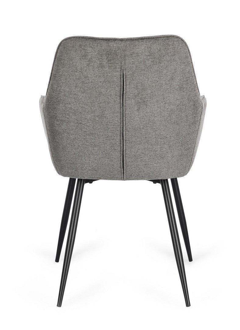 Scaun Dining Tapițat Textil Gri, Cora Black Bizzotto - Imagine 5