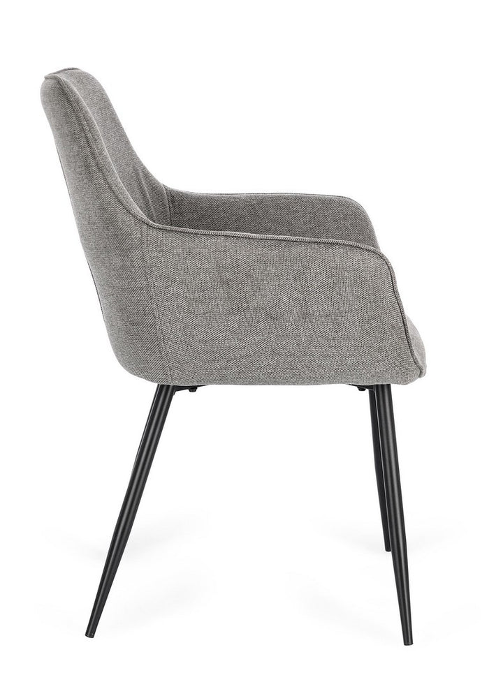 Scaun Dining Tapițat Textil Gri, Cora Black Bizzotto - Imagine 6