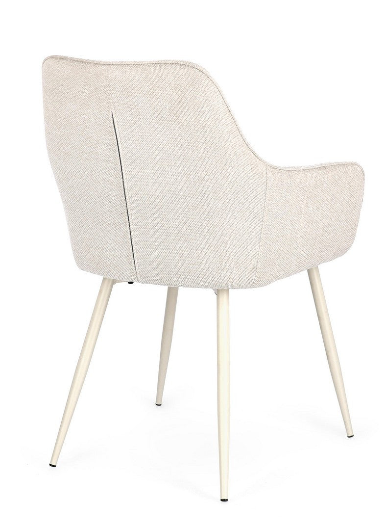 Scaun Dining Tapițat Textil Bej Cu Brațe, Cora Bizzotto - Imagine 2