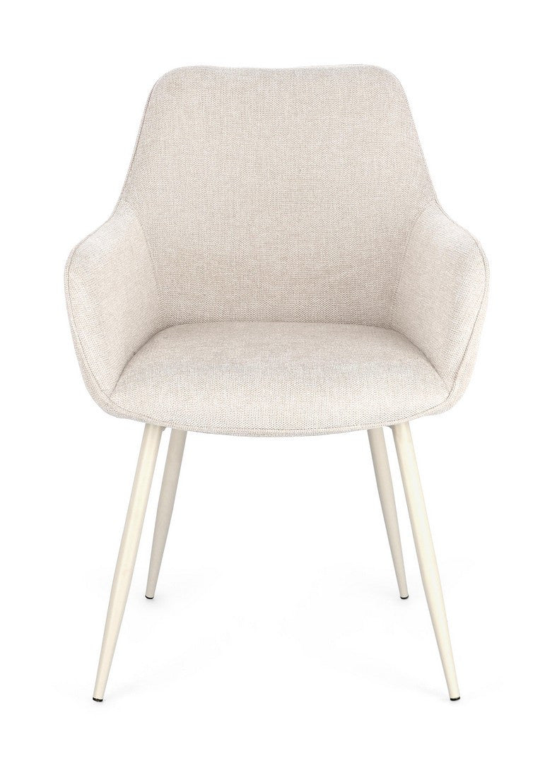 Scaun Dining Tapițat Textil Bej Cu Brațe, Cora Bizzotto - Imagine 4