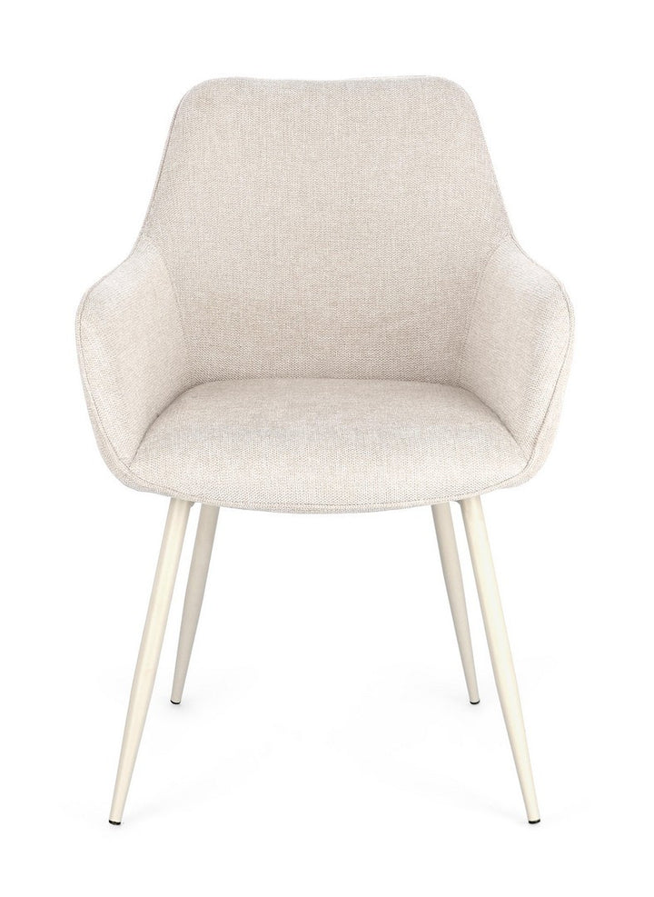 Scaun Dining Tapițat Textil Bej Cu Brațe, Cora Bizzotto - Imagine 4