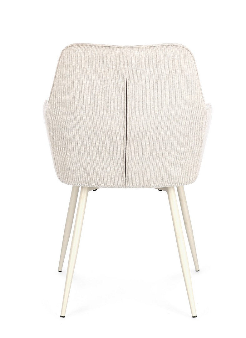 Scaun Dining Tapițat Textil Bej Cu Brațe, Cora Bizzotto - Imagine 5