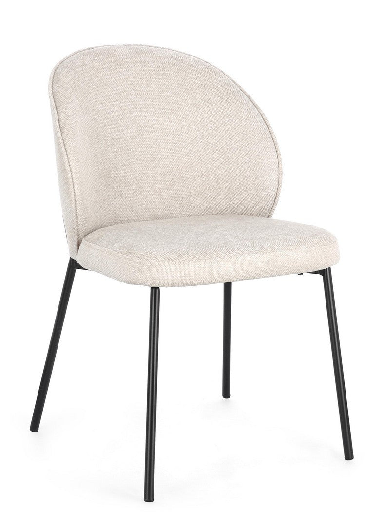 Scaun Dining Tapițat Textil Bej, Wendy Bizzotto - Imagine 1