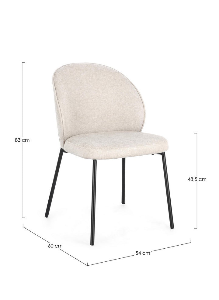 Scaun Dining Tapițat Textil Bej, Wendy Bizzotto - Imagine 3