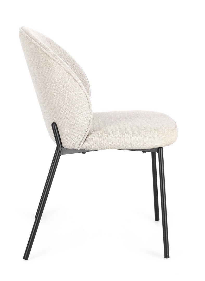 Scaun Dining Tapițat Textil Bej, Wendy Bizzotto - Imagine 6