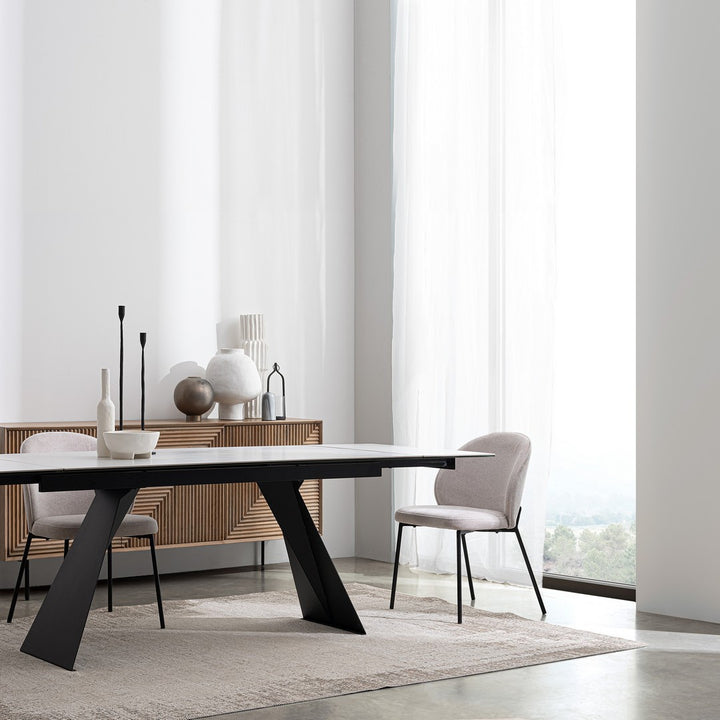 Scaun Dining Tapițat Textil Bej, Wendy Bizzotto - Imagine 12