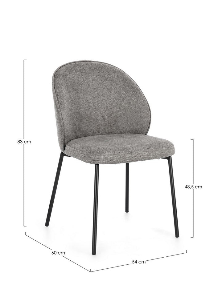 Scaun Dining Tapițat Textil Gri, Wendy Bizzotto - Imagine 3