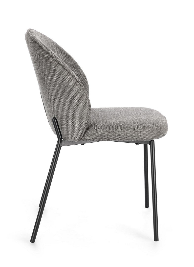 Scaun Dining Tapițat Textil Gri, Wendy Bizzotto - Imagine 6