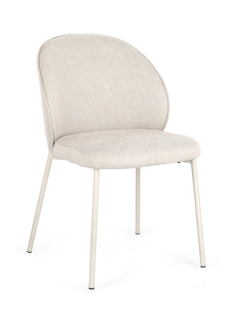 Scaun Dining Tapițat Textil Bej, Wendy Bizzotto - Imagine 1