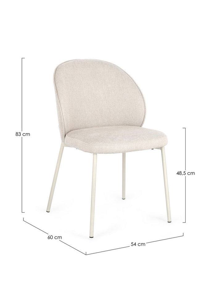 Scaun Dining Tapițat Textil Bej, Wendy Bizzotto - Imagine 3