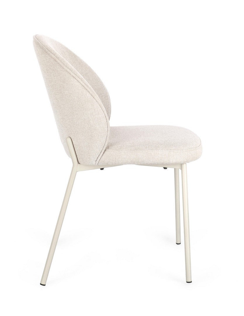Scaun Dining Tapițat Textil Bej, Wendy Bizzotto - Imagine 6