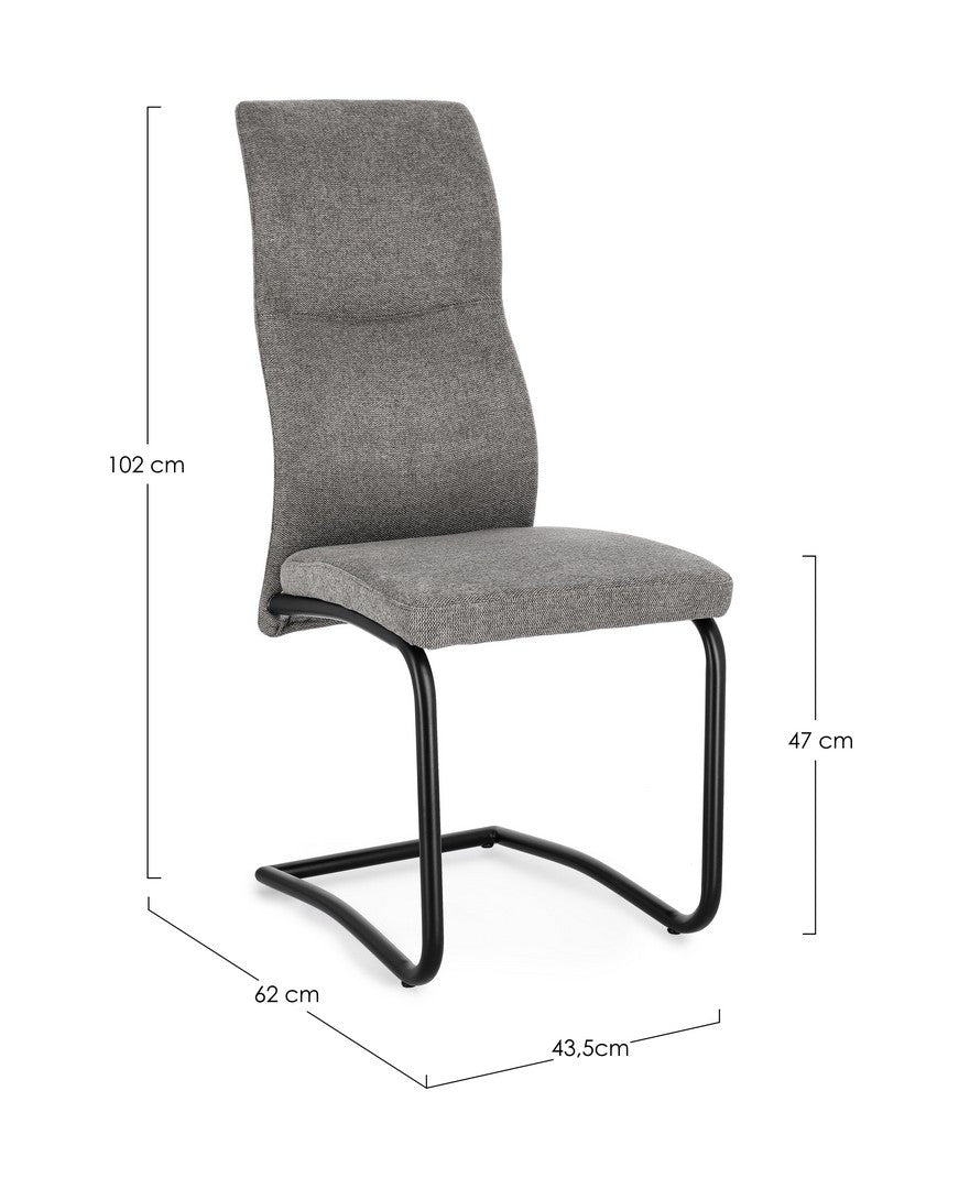 Scaun Dining Tapițat Textil Gri, Thelma Bizzotto - Imagine 3