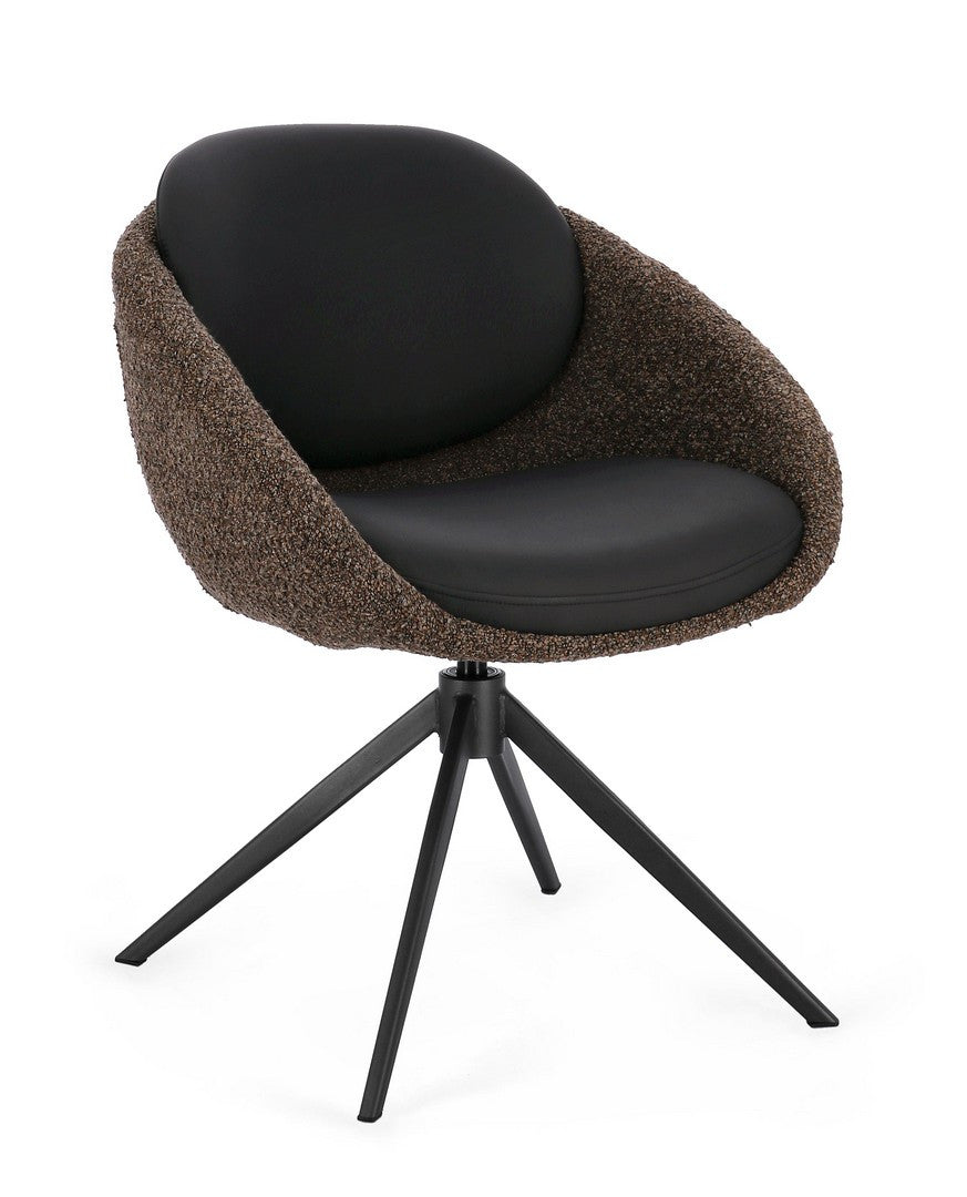 Scaun Birou Rotativ Tapițat Textil Maro, Averik Bizzotto - Imagine 1