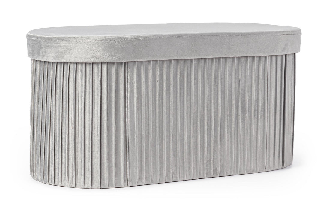 Pouf Depozitare Catifea Gri Jocelyn, Bizzotto - Imagine 1