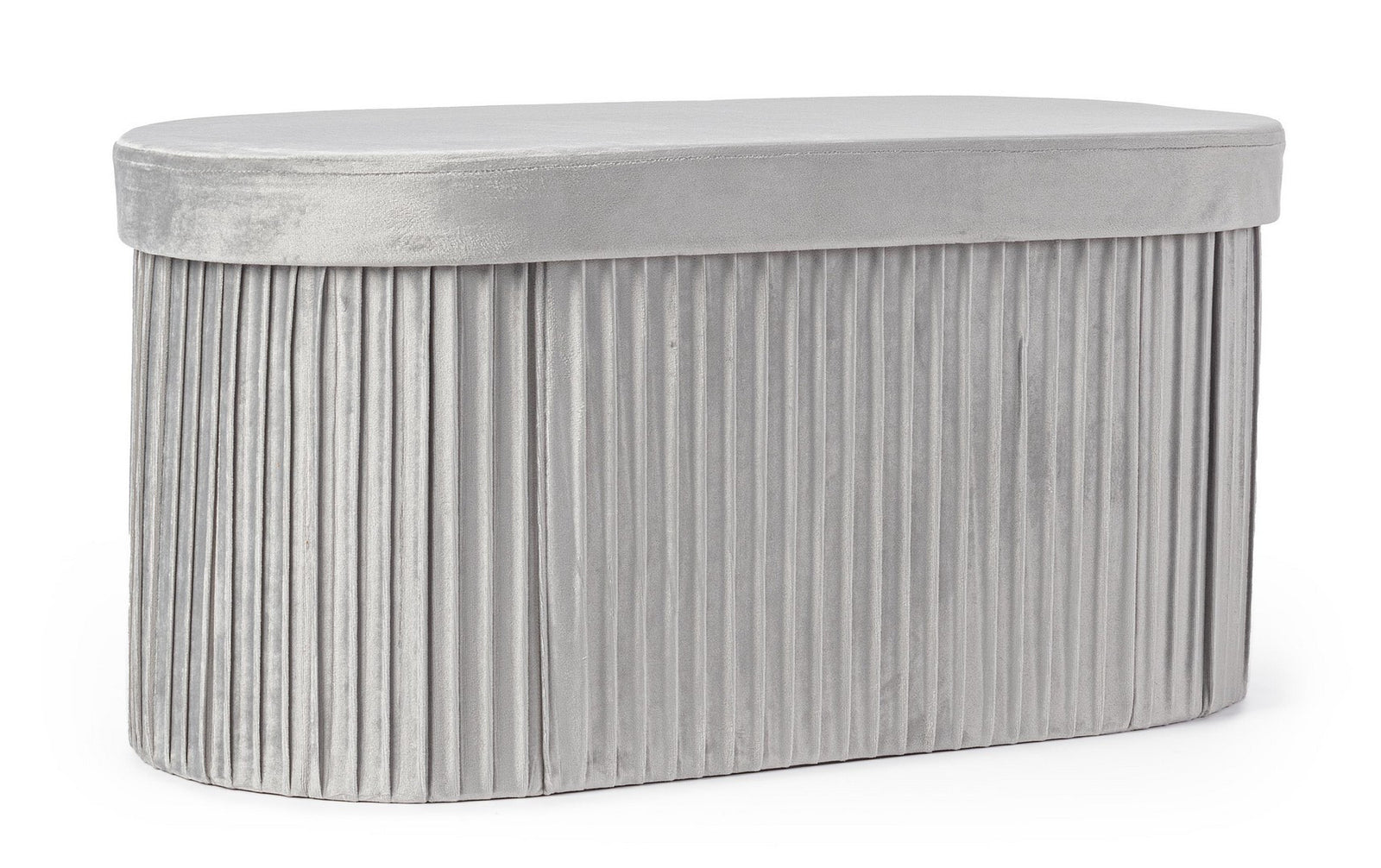 Pouf Depozitare Catifea Gri Jocelyn, Bizzotto - Imagine 1