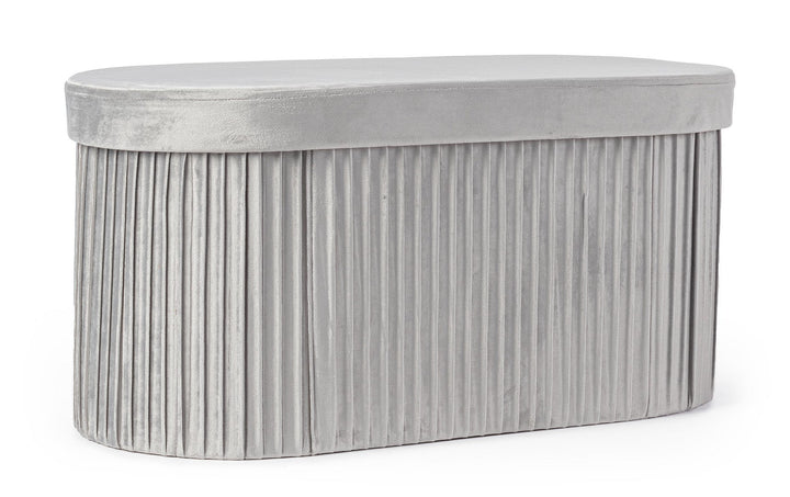 Pouf Depozitare Catifea Gri Jocelyn, Bizzotto - Imagine 1