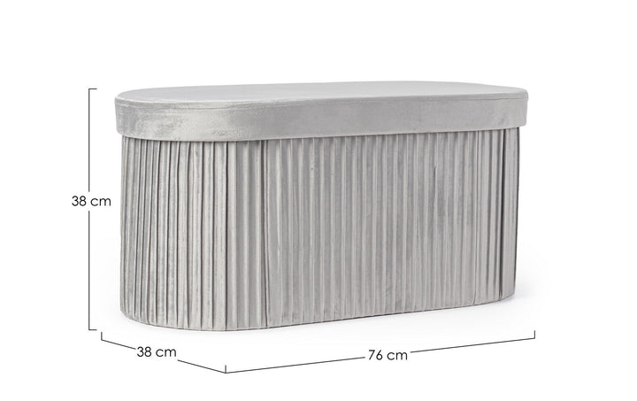 Pouf Depozitare Catifea Gri Jocelyn, Bizzotto - Imagine 2