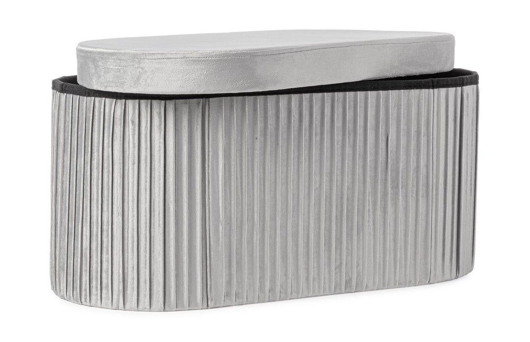 Pouf Depozitare Catifea Gri Jocelyn, Bizzotto - Imagine 6