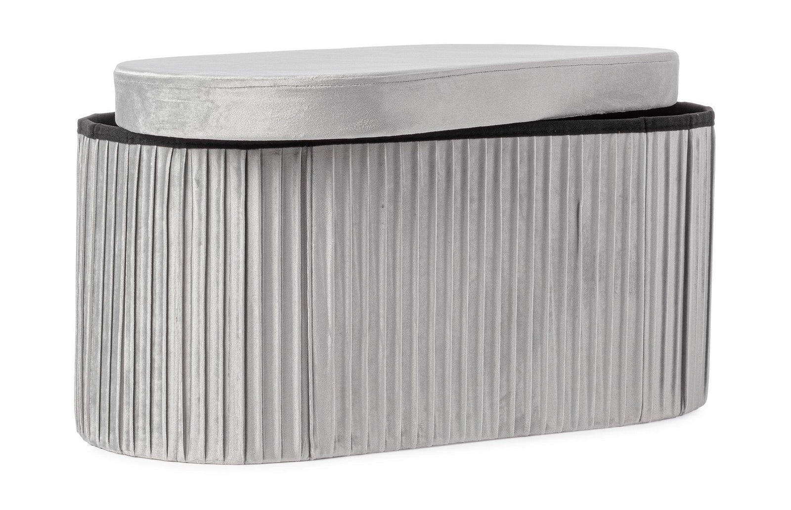 Pouf Depozitare Catifea Gri Jocelyn, Bizzotto - Imagine 6