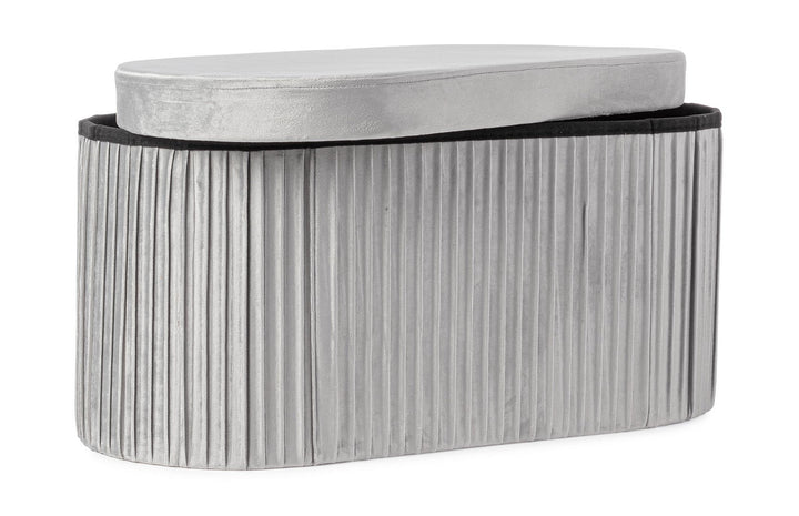 Pouf Depozitare Catifea Gri Jocelyn, Bizzotto - Imagine 6
