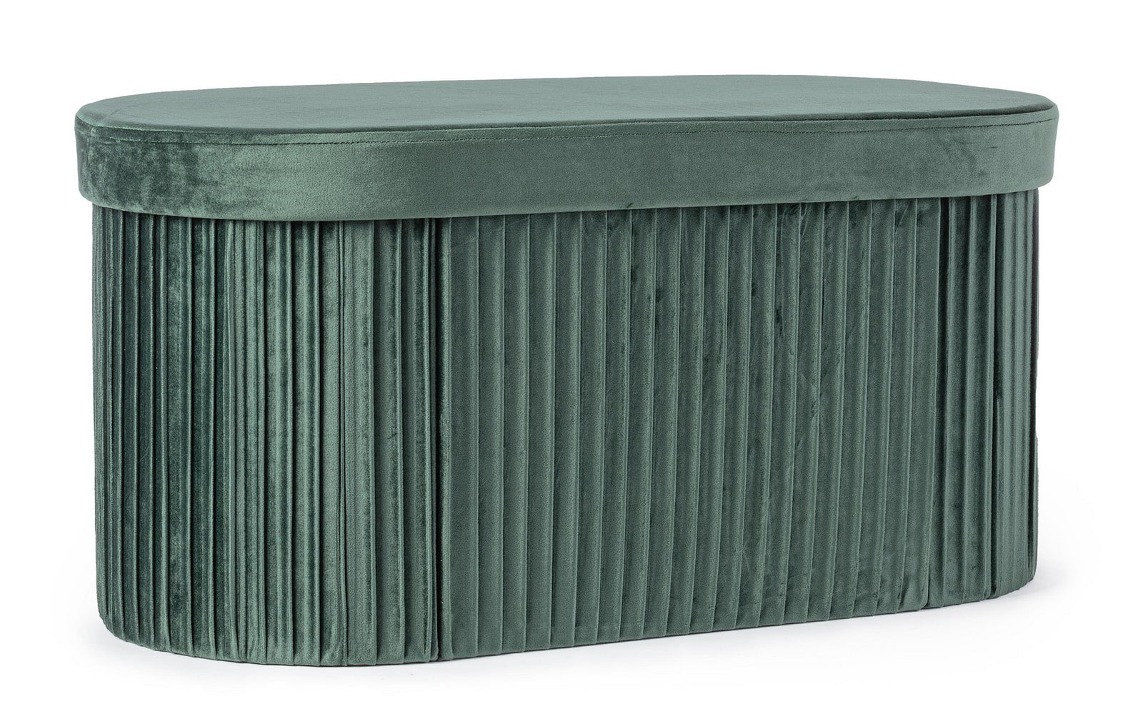 Pouf Oval De Depozitare Tapițat Catifea Verde, Jocelyn Bizzotto - Imagine 1