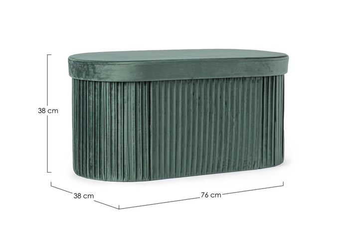 Pouf Oval De Depozitare Tapițat Catifea Verde, Jocelyn Bizzotto - Imagine 2