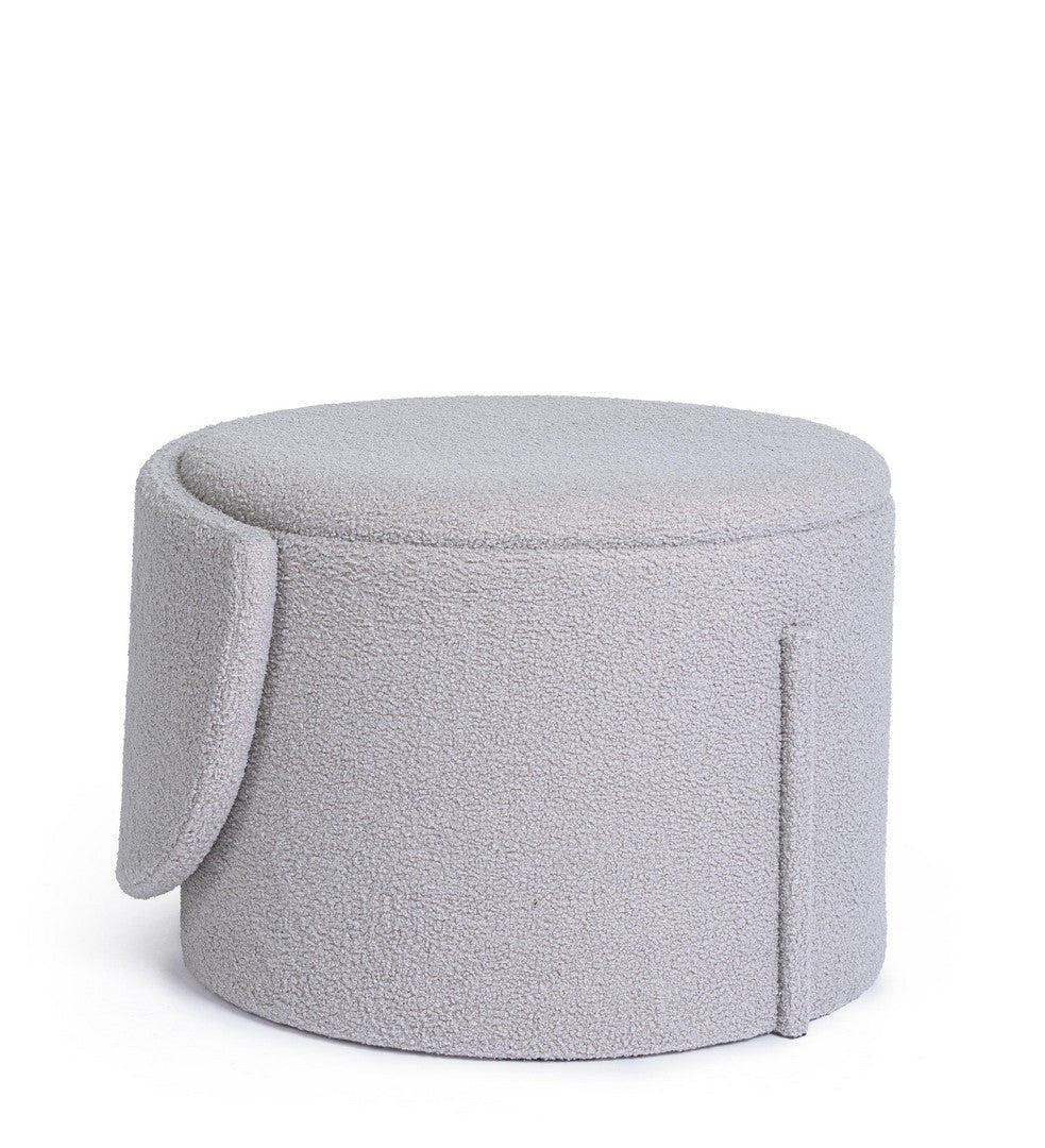 Pouf Tapițat Gri Bouclé Cu Spațiu De Depozitare, Anthea Bizzotto - Imagine 1