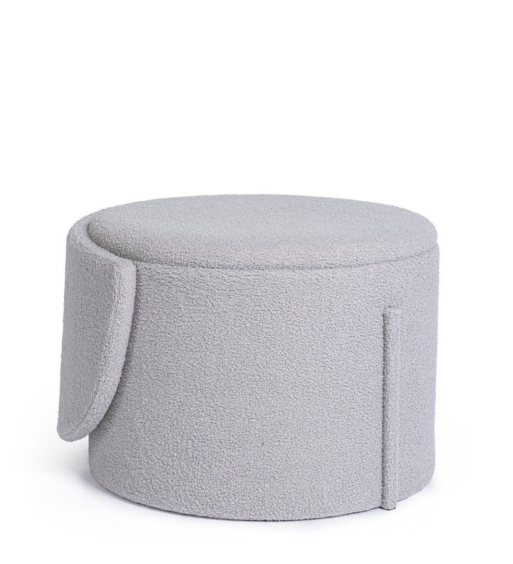 Pouf Tapițat Gri Bouclé Cu Spațiu De Depozitare, Anthea Bizzotto - Imagine 1