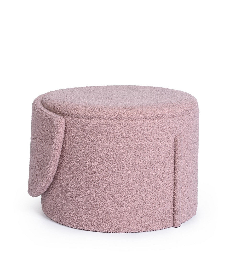 Pouf Tapițat Bouclé Roz Cu Depozitare, Anthea Bizzotto - Imagine 1